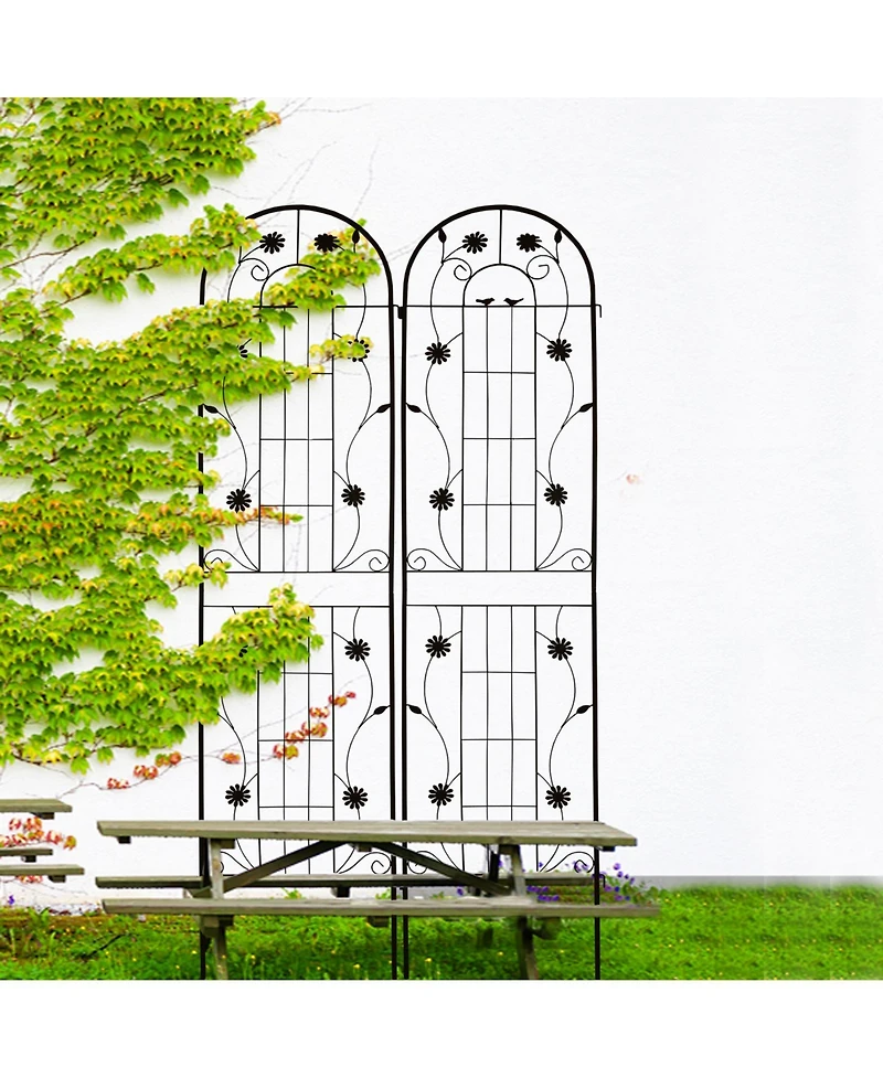Clihome 2 Pack Metal Garden Trellis 86.7" x 19.7" Rustproof for Climbing Plants Outdoor Flower Support