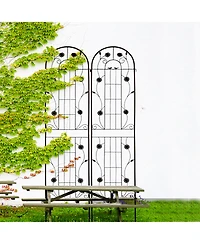 Clihome 2 Pack Metal Garden Trellis 86.7" x 19.7" Rustproof for Climbing Plants Outdoor Flower Support