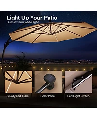 Boyel Living 11Feet Cantilever Patio Umbrella with Led Strip - Adjustable Arm, Uv Protection, Wind-Resistant for Outdoor Use