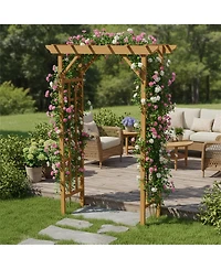 Clihome Wooden Arbor, Wedding Arch for Ceremony, Wood Trellis for Plant Climbing, Christmas Decor Pergola