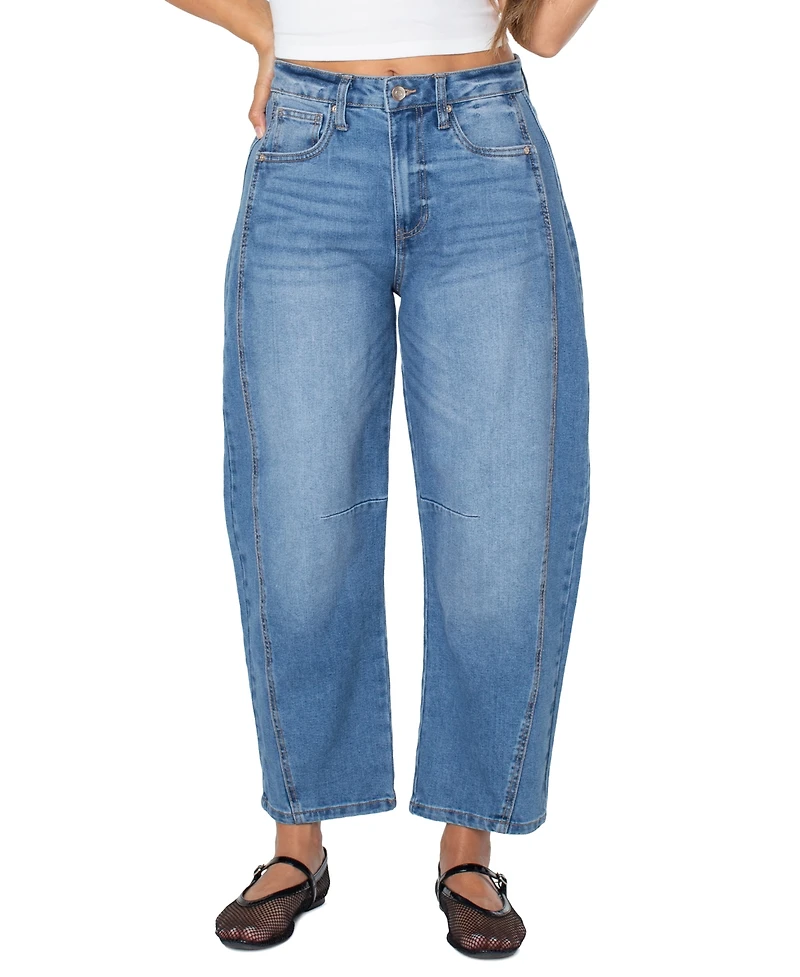 Celebrity Pink Juniors' High-Rise Barrel-Leg Jeans