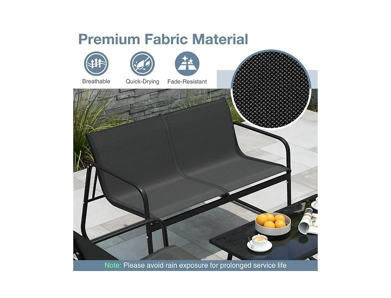 Boyel Living 4 Pieces Patio Furniture Set Fabric Lawn Chairs and Loveseat with Glass Coffee Table