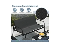 Boyel Living 4 Pieces Patio Furniture Set Fabric Lawn Chairs and Loveseat with Glass Coffee Table