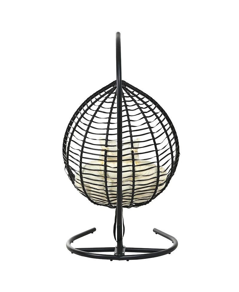 Asagikoiai Foldable Pe Rattan Hanging Egg Chair with Stand, Indoor and Outdoor Hammock