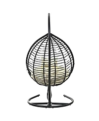 Asagikoiai Foldable Pe Rattan Hanging Egg Chair with Stand, Indoor and Outdoor Hammock
