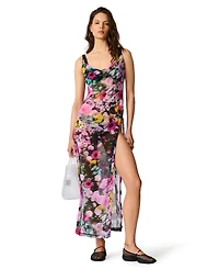 Steve Madden Women's Mesh Cowl Neck Cover-Up Maxi Dress