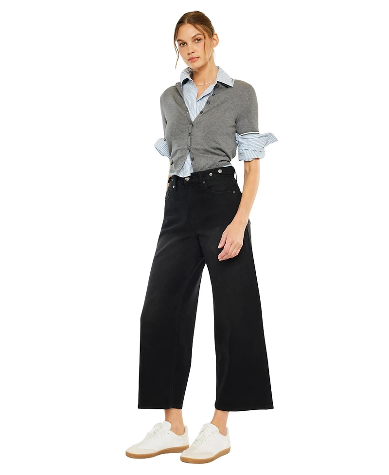 KanCan Women's Victoria Ultra High Rise Cropped Wide-Leg Jeans