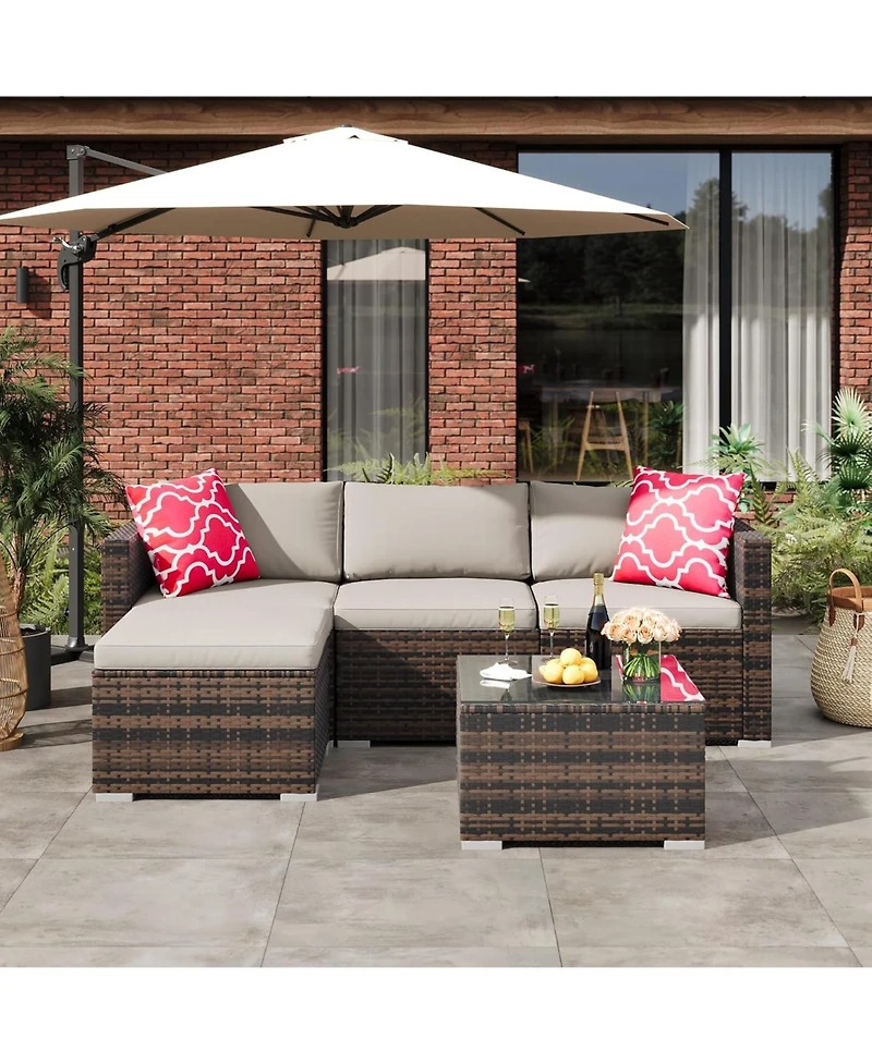 gaomon 5-Piece All-Weather Pe Rattan Outdoor Sectional Sofa Set