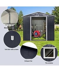 Clihome Metal Outdoor Garden Storage Shed with Window and Sliding Door