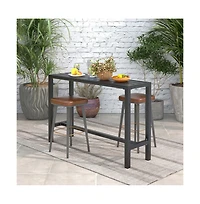 Boyel Living 55 Inch Outdoor Bar Table with Waterproof Top and Heavy duty Metal Frame L