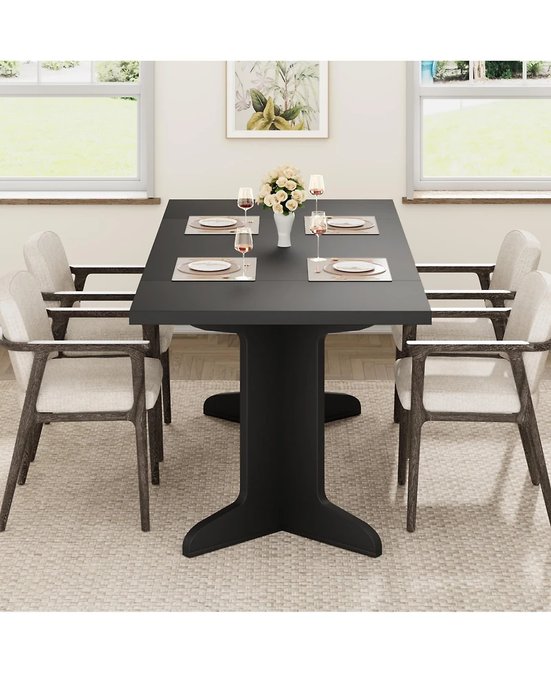 gaomon 71" Large Dining Table for 6 to 8 People, Modern Dinner with Unique Wooden Legs, Rectangle Kitchen