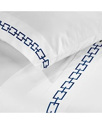 Superior Chain Links Cotton Embroidered Deep Pocket Bed Sheet Set, Twin