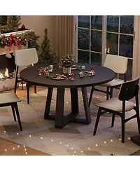 gaomon Round Dining Table for 4-6 People, 47" Room with Wooden Cross Pedestal Base, Circle Dinner Table, Modern Kitchen Table(Table Only)