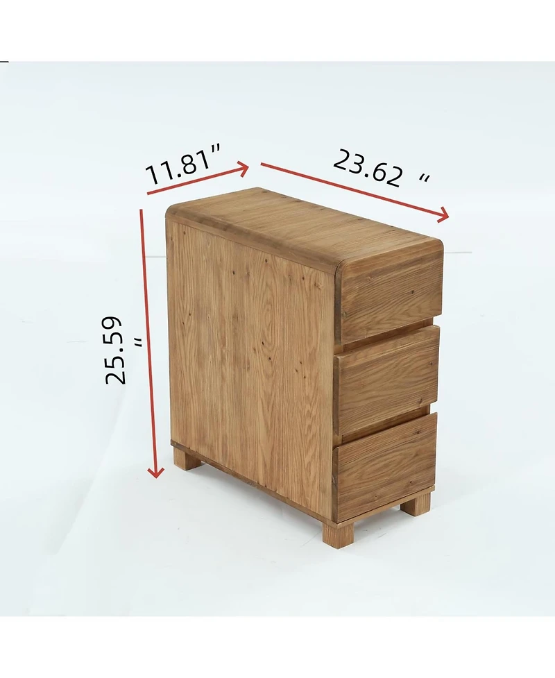 Tribesigns Solid Wood Nightstand with 3 Drawers, Rustic Style