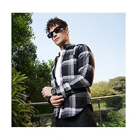 Campus Sutra Men's Onyx Pixelated-Check Relaxed Shirt