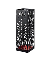 gaomon Square Metal Umbrella Stand, Rust-Resistant Steel, Removable Drip Tray, 4 Hooks, for Entryway and Office