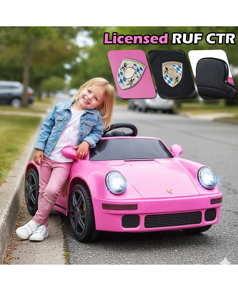 Mecale 12V Electric Ride On Car Licensed Ruf Ctr with Remote Control and Music