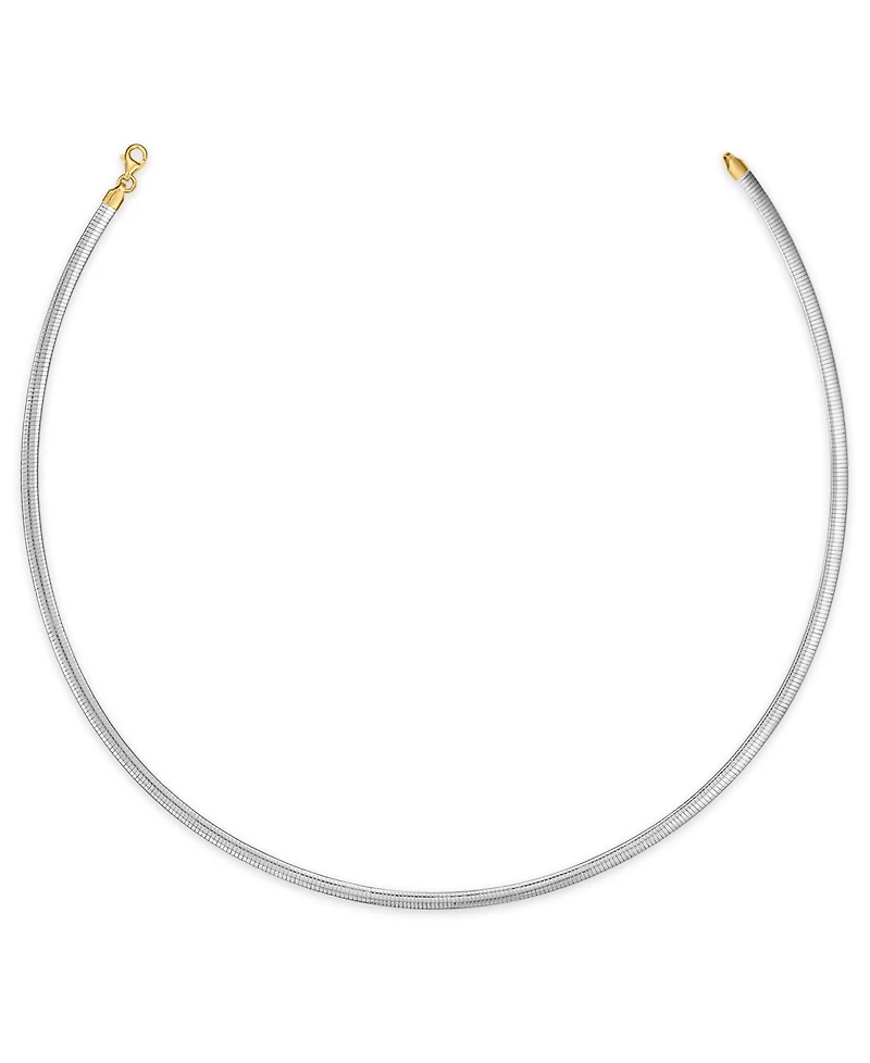 Macy's Double Sided Reversible Omega Necklace in 14k Gold Over Sterling Silver & Sterling Silver