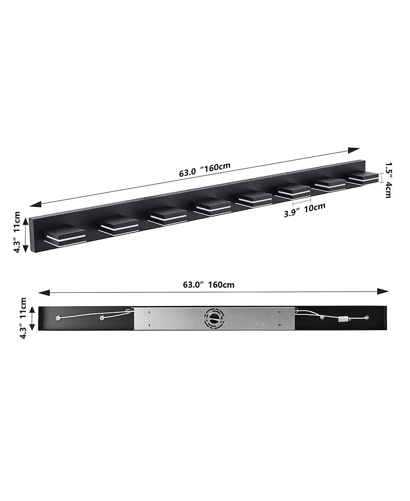 Busdays Modern Black Led Vanity Light 8 Lights Wall Sconce for Bathroom Mirror Sleek Minimalist Design Easy to Install