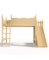 Streamdale Furniture Twin Loft Bed with Storage, Wardrobe, and Slide, Solid Wood