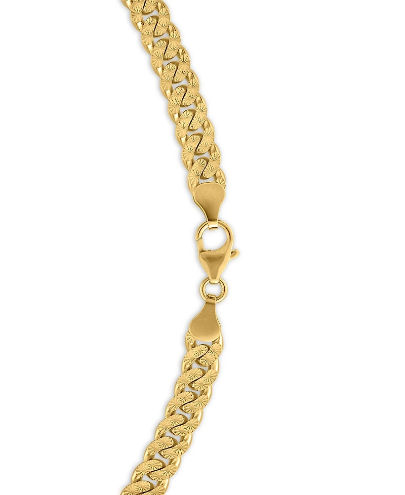 Macy's Men's Starburst Diamond-Cut Cuban Link Chain Necklace in 14k Gold over Sterling Silver