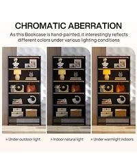 Slickblue Modern Tall Bookcase with Built-In Led Lights for Stylish Storage