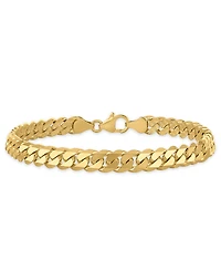 Macy's Men's Starburst Diamond-Cut Cuban Link Chain Bracelet in 14k Gold over Sterling Silver