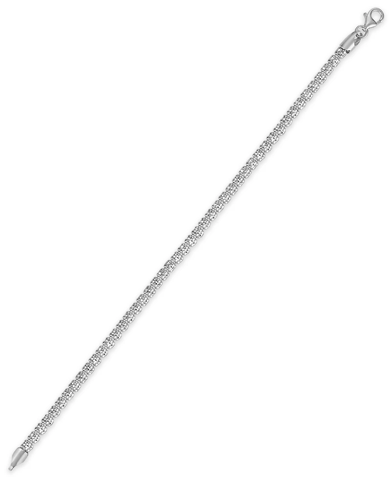 Macy's Men's Diamond-Cut Ice Chain Bracelet in Sterling Silver