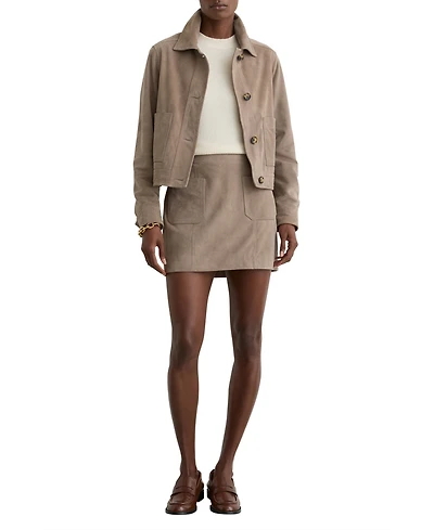 Reiss Women's Suede Patch-Pocket Mini Skirt