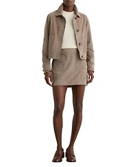 Reiss Women's Suede Patch-Pocket Mini Skirt