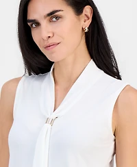 Kasper Petite Sleeveless Neck-Tie Top