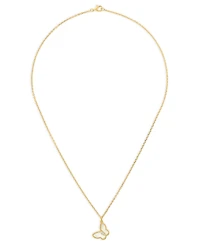 Macy's Simulated pearl & White Topaz Butterfly Pendant Necklace in 14k Gold over Sterling Silver