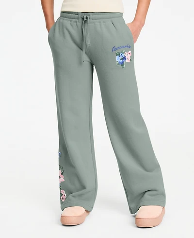 abercrombie kids Girls' 5-16 Floral Low-Rise Baggy Fleece Pants