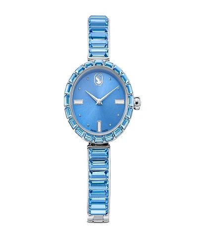 Swarovski Matrix Bangle Swiss Crystal Bracelet Blue Stainless Steel Watch 25 x 25mm