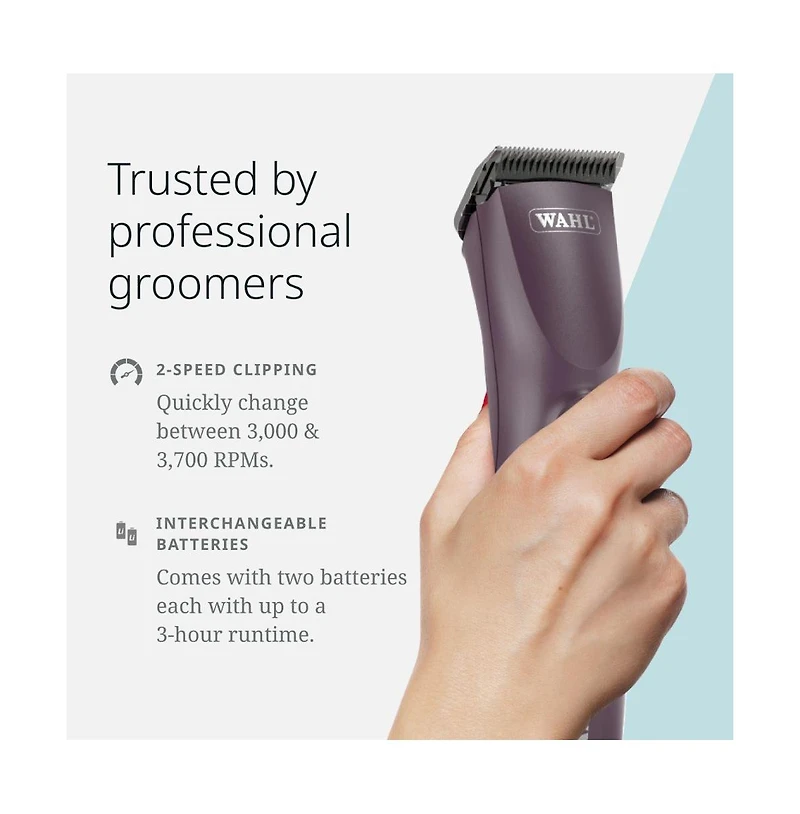 Wahl Pro Animal Km Supera Cordless Pet Clipper for cats & dogs, battery-powered grooming clipper with Lockguard technology.