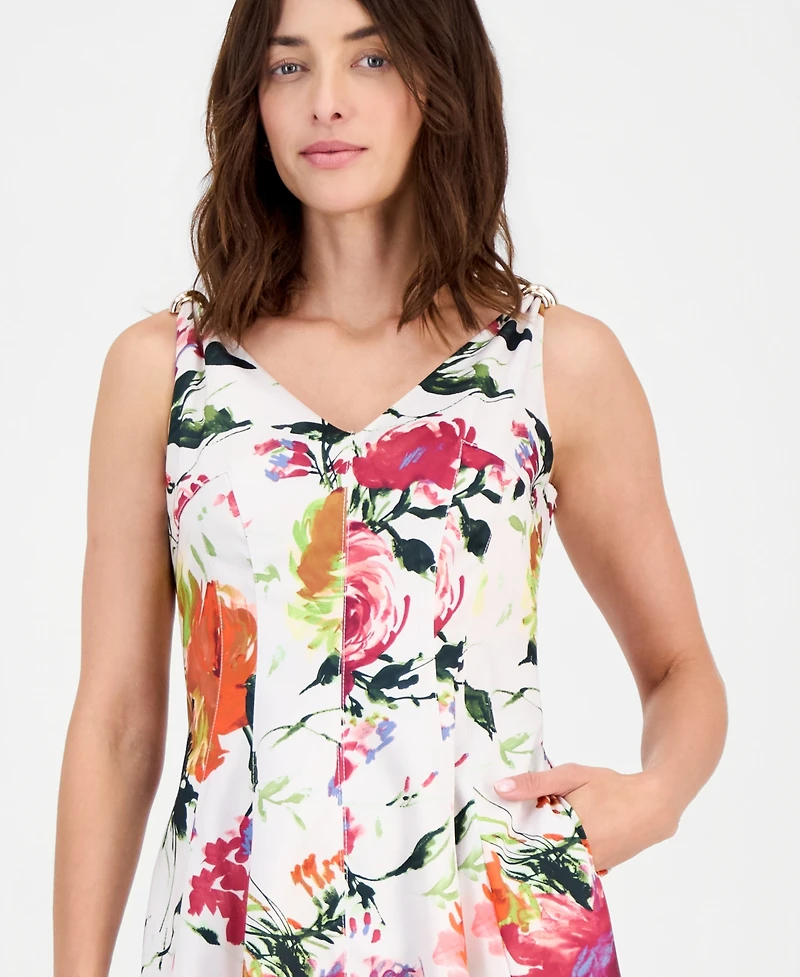 Tahari Asl Women's Printed Sleeveless Fit & Flare Dress