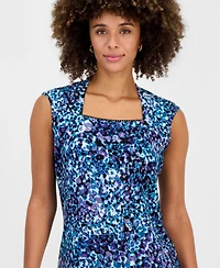 Kasper Women's Square-Neck Cap-Sleeve Top