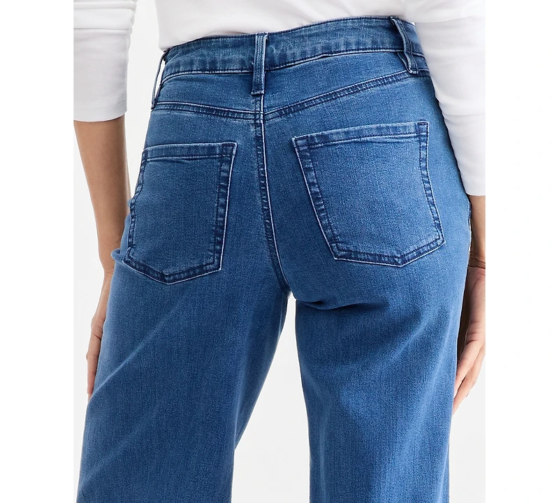 Style & Co Women's Printed High-Rise Five-Pocket Wide-Leg Jeans, Macy's Exclusive