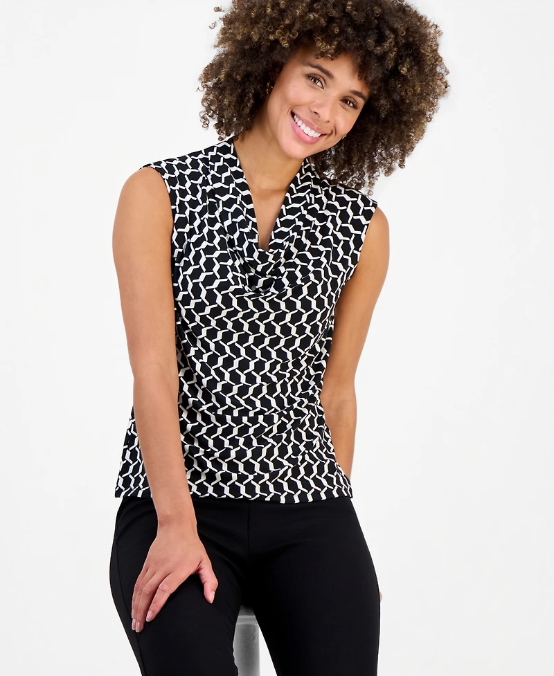 Kasper Women's Cowl-Neck Cap-Sleeve Blouse