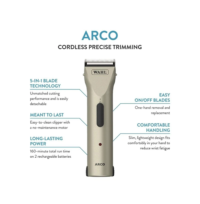 Wahl Professional Animal Arco Pet, Dog, Cat, and Horse Cordless Clipper Kit