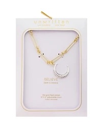Unwritten Cubic Zirconia Fine Silver-Plated Moon Pendant Necklace