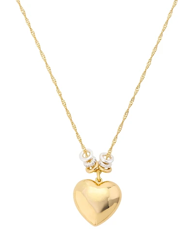 Unwritten Cubic Zirconia Fine Silver Plated Puff Heart Pendant Necklace