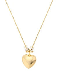 Unwritten Cubic Zirconia Fine Silver Plated Puff Heart Pendant Necklace