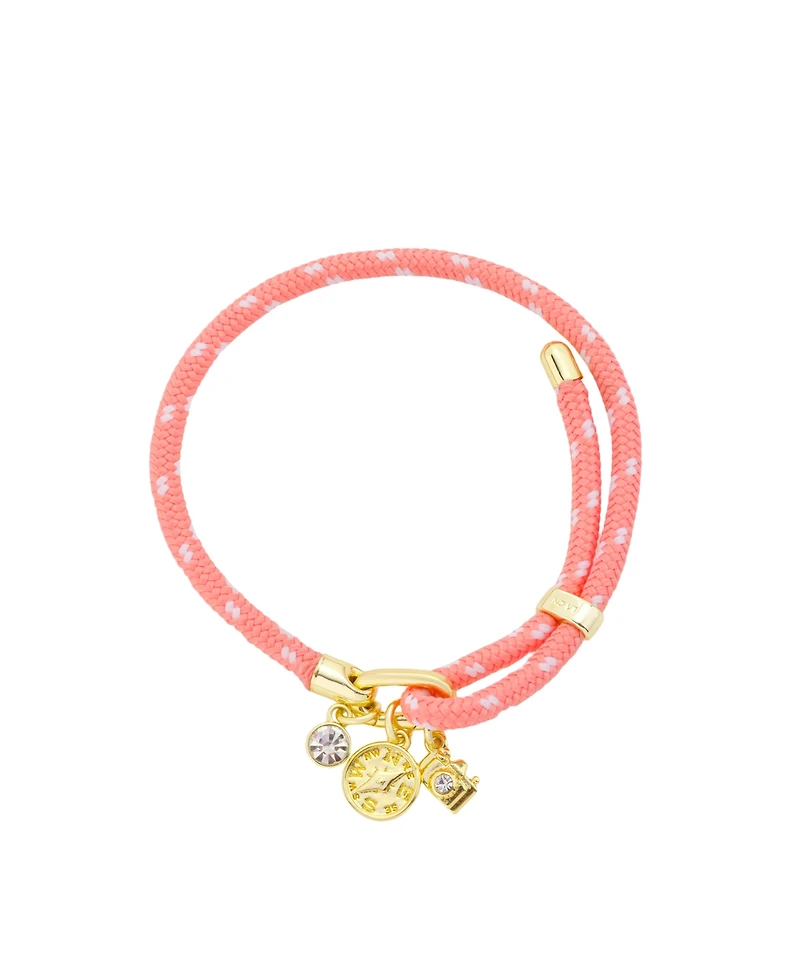Unwritten Crystal Gold-Tone Plated Charm Bracelet with Adjustable Cord