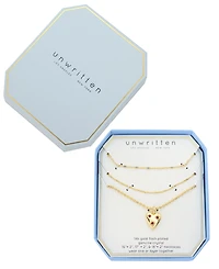 Unwritten Crystal Gold-Tone Plated Ruby Heart Pendant Trio Necklace Set