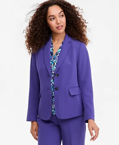 Kasper Petite Crepe 2-Button Notch-Collar Blazer Jacket