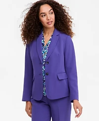 Kasper Petite Crepe 2-Button Notch-Collar Blazer Jacket