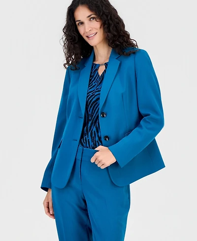 Kasper Petite Crepe 2-Button Notch-Collar Blazer Jacket