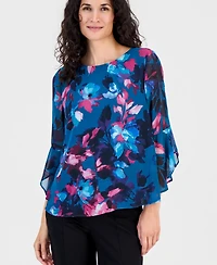 Kasper Women's Crewneck Ruffle-Sleeve Blouse