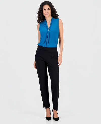 Kasper Women's Audrey Pull-On Straight-Leg Ankle Compression Pants